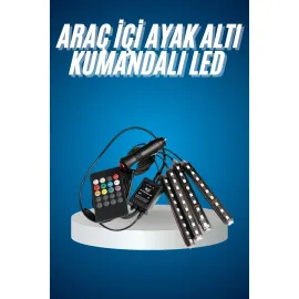 Araç Içi Aydınlatma Kumandalı 12 Led Ayak Altı Led Ambiyans Işığı Sese Duyarlı Kumandalı