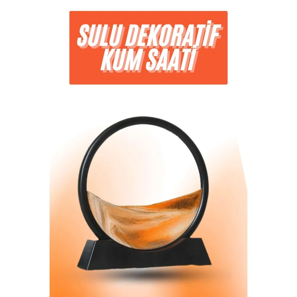 3D Led Işıklı Kum Saati Gece Lambası Hareketli Sulu Kum Saati Orta Boy