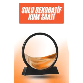 3D LED Işıklı Kum Saati Gece Lambası Hareketli Sulu Kum Saati Orta Boy