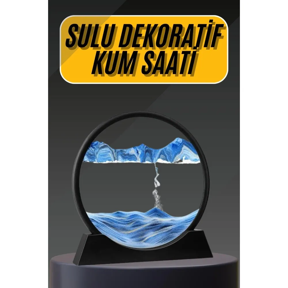 3D Led Işıklı Kum Saati Gece Lambası Hareketli Sulu Kum Saati Dekoratif