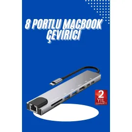 Usb Type-c Hub Dönüştürücü Çevirici Çoklayıcı Macbook Çevirici 8 Portlu