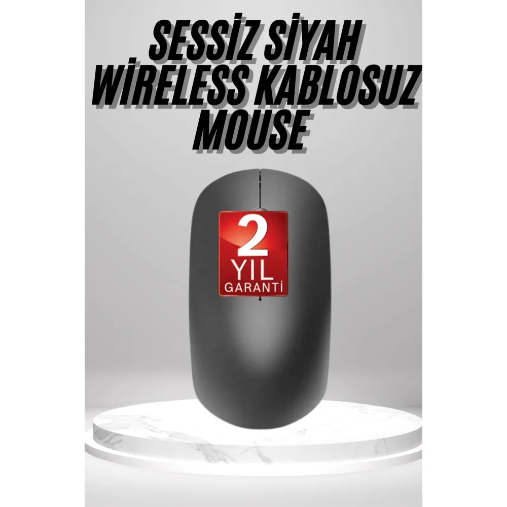 Siyah Kablosuz Mouse Wireless Mouse Minimal Tasarım