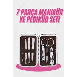 Deri Çanta Hediyeli 7 Parça Manikür-Pedikür Tırnak Bakım Seti