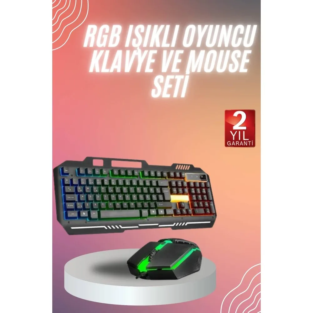 Rgb Işıklı Gaming Oyuncu Klavye Q Klavye Mouse Hediyeli