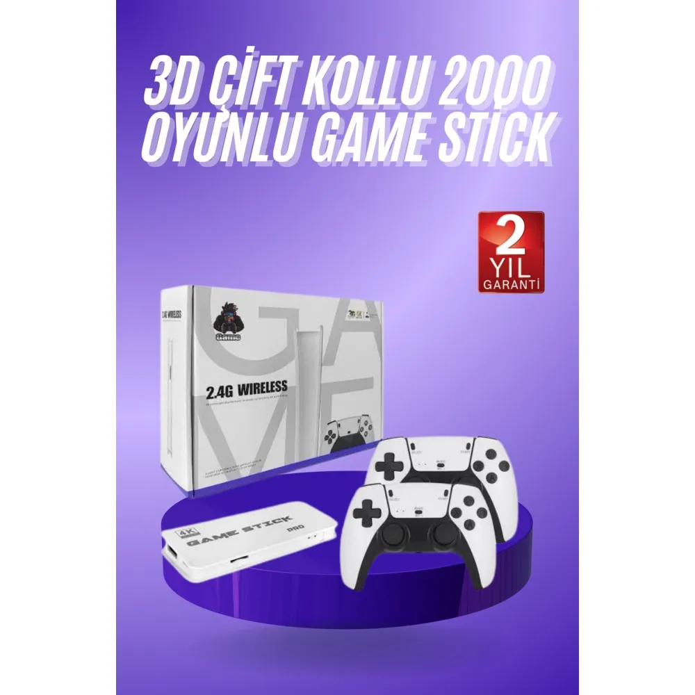 3D 4K HD 2.4G Game Stick 4K Ultra Hd Oyun Konsolu Çift Kollu
