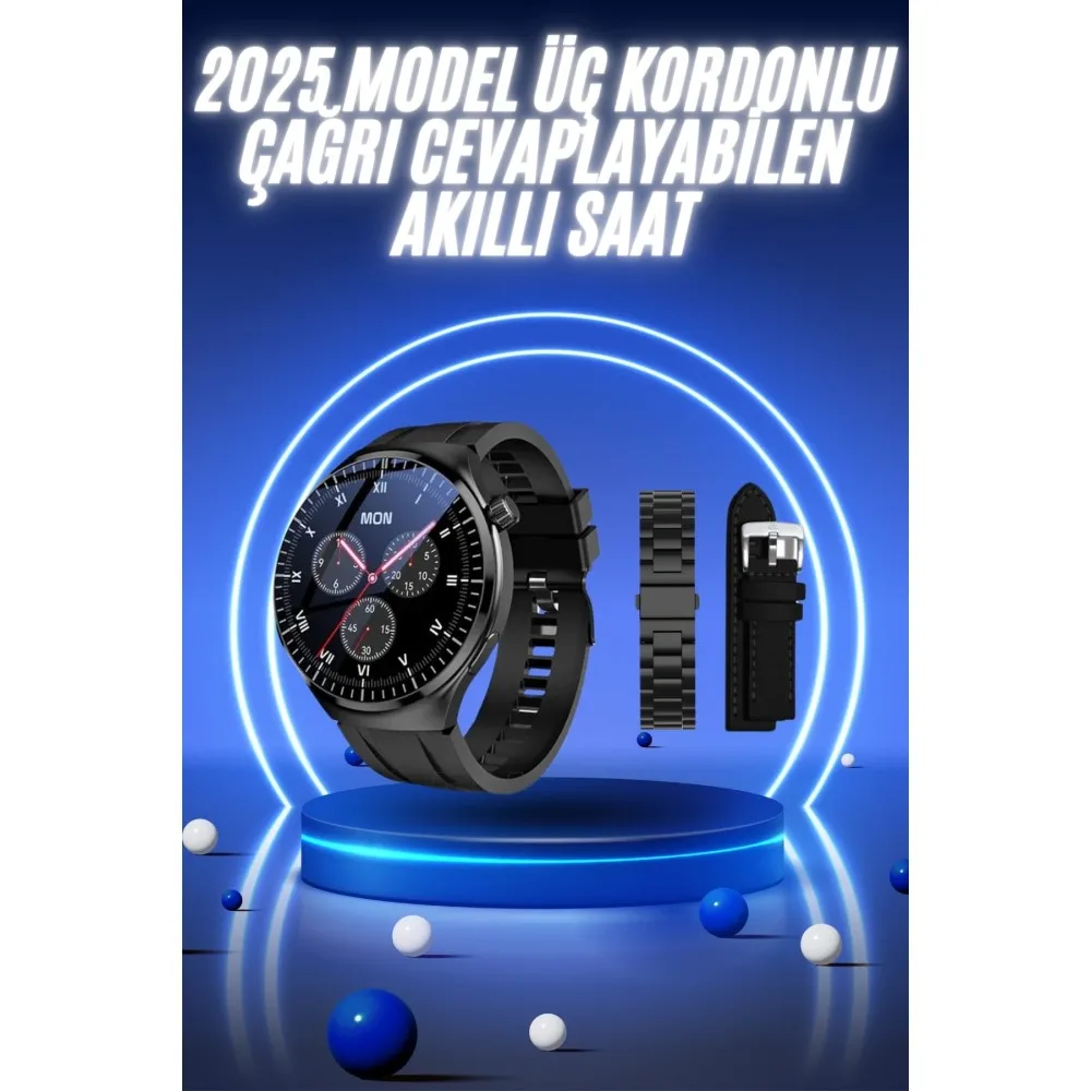 Akıllı Saat Yeni Nesil Üç Kordonlu Nabız Ölçer Çağrı Cevaplama