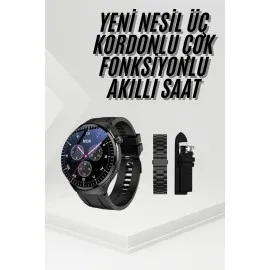 Amoled Ekran Metal Deri Silikon Kordonlu Uyku Ve Sağlık Takibi