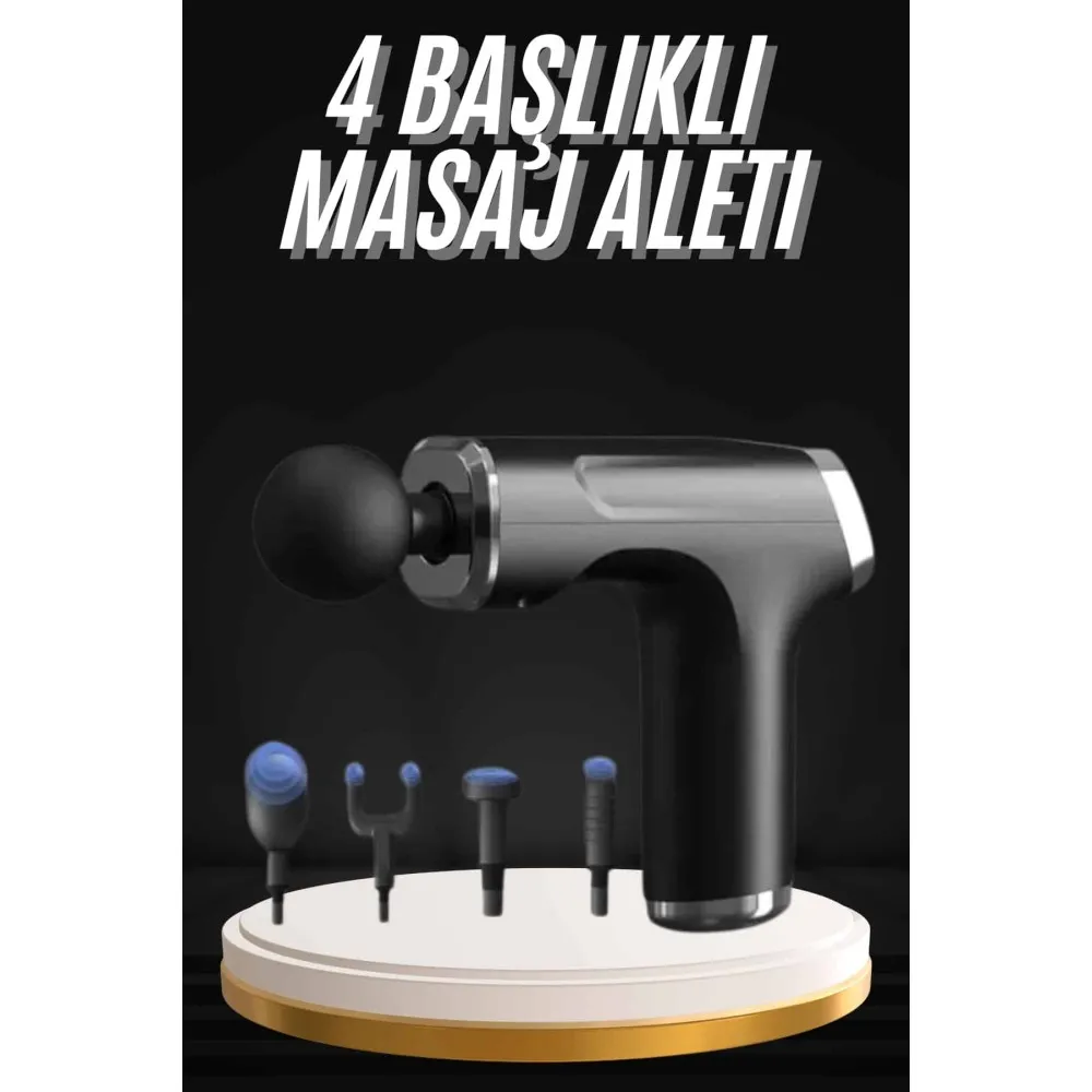 Şarjlı Masaj Tabancası 4 Başlıklı Mini Masaj Tabancası Ve Masaj Aleti