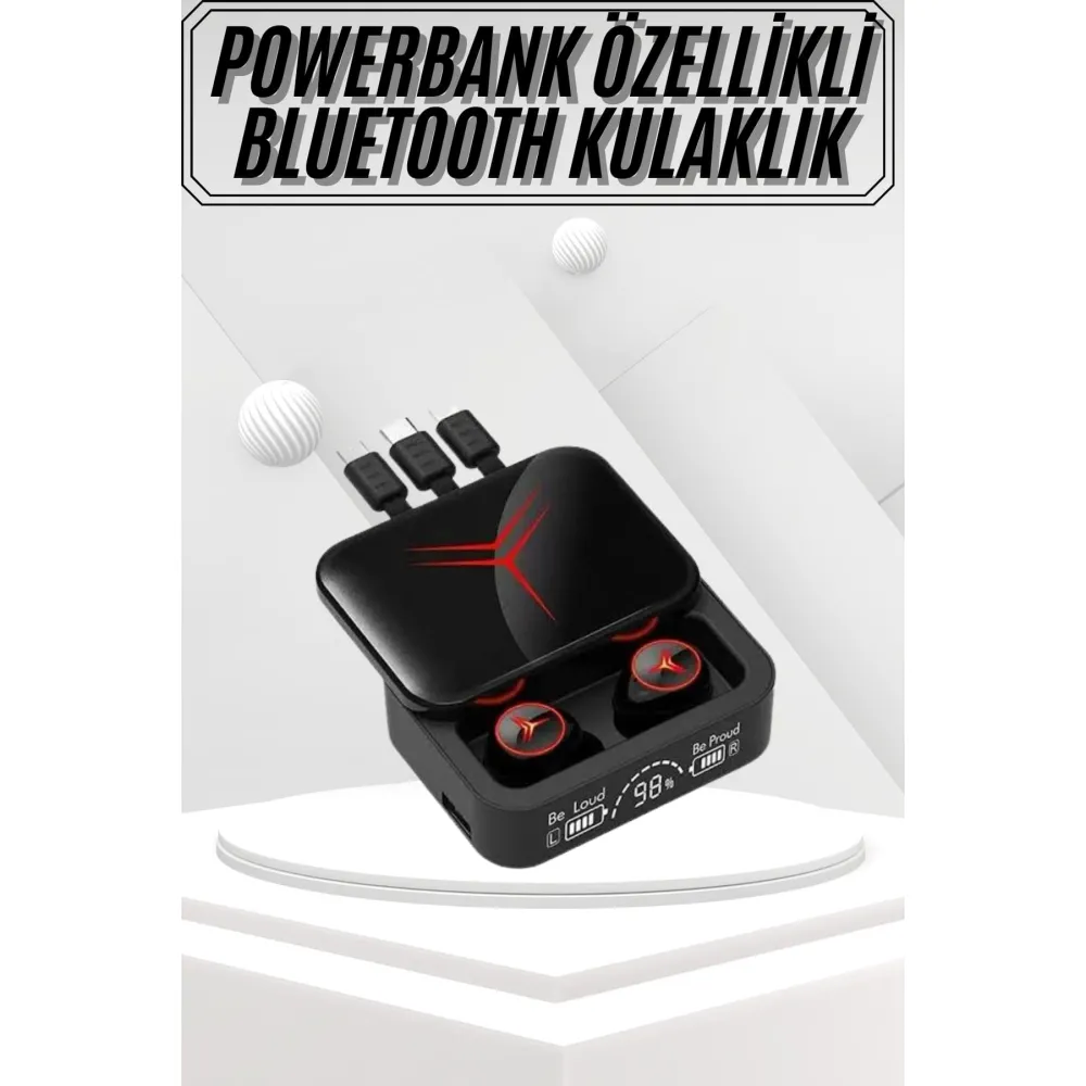 Kablosuz Bluetooth Kulaklık Powerbank Özellikli Göstergeli Hd Mikrofon
