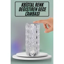 Masa Ve Gece Lambası Şık Ve Dayanıklı Sensörlü Şarjlı Kristal Lamba