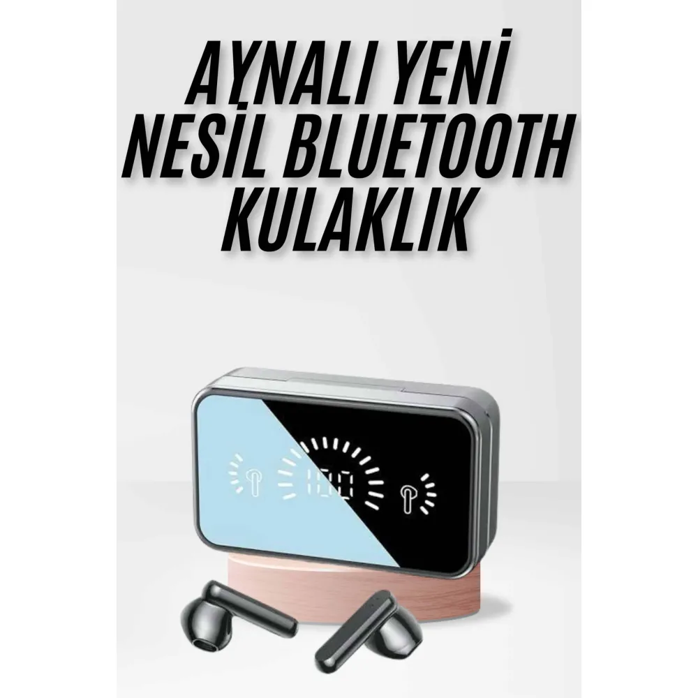 Yeni Nesil Kablosuz Kulaklık Aynalı Powerbank Özellikli Bluetooth Bağlantılı Dijital Göstergeli
