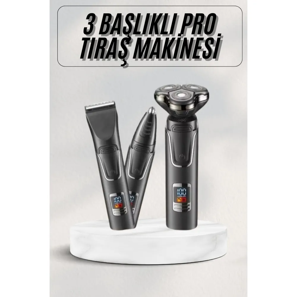 Yüksek Performanslı 3 Başlıklı Profesyonel Şarjlı Islak ve Kuru Kullanıma Uygun