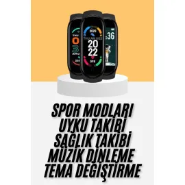 M6 Akıllı Bileklik Siyah Adımsayar Spor Takibi Android Ve İos Uyumlu