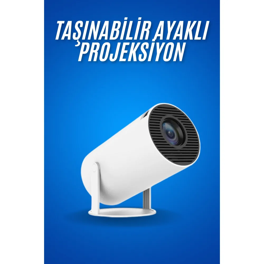 Sinema Projektörü Android HDMI USB WİFİ Ses Çıkışlı Ayaklı Projeksiyon Taşınabilir
