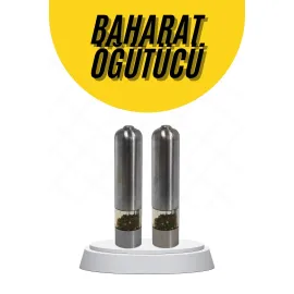 Baharat Öğütücü Paslanmaz Ayarlanabilir Otomatik Pilli Işıklı Tuz & Karabiber