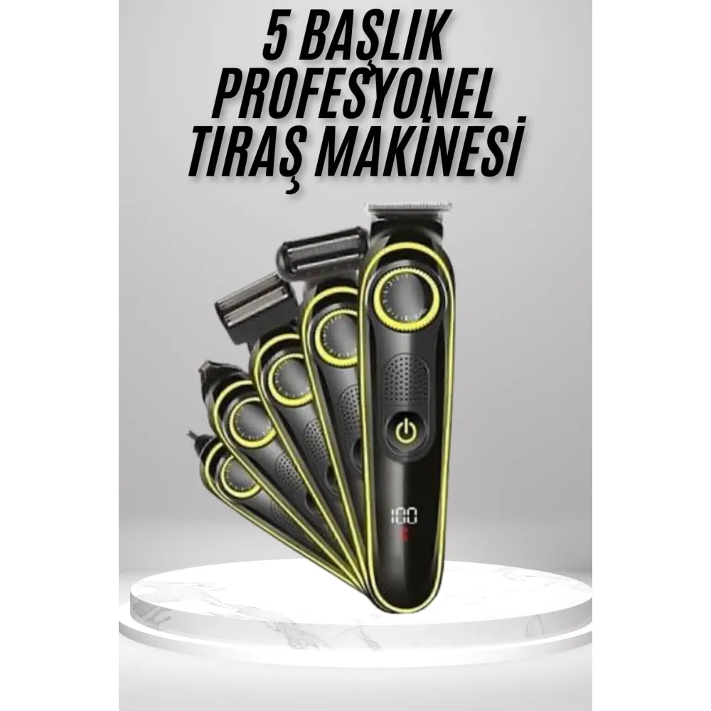 Saç Sakal Vücut Tıraş Makinesi 5in1 Kablosuz Burun Kulak Tıraş Makinesi
