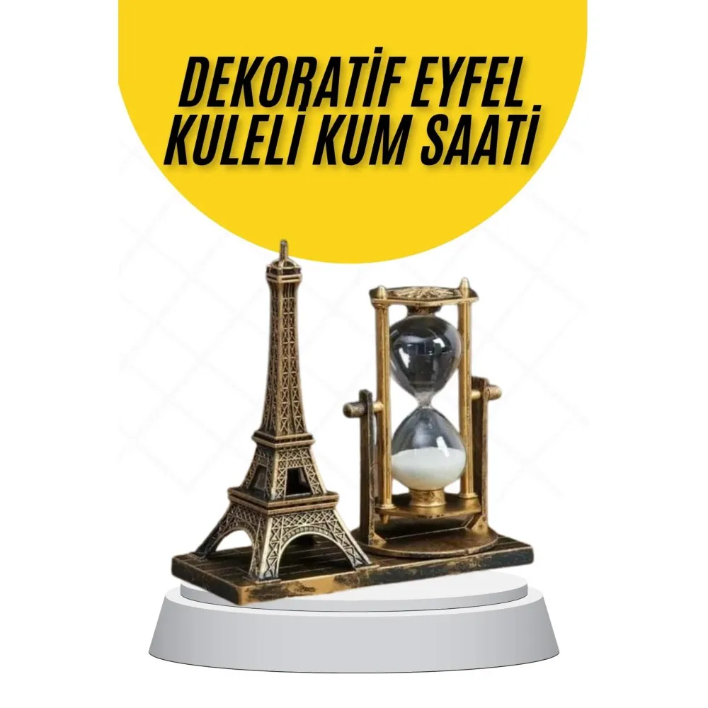 Dekoratif Eyfel Kulesi Ve Kum Saati Vintage Tarzı Masa Süsü Biblo