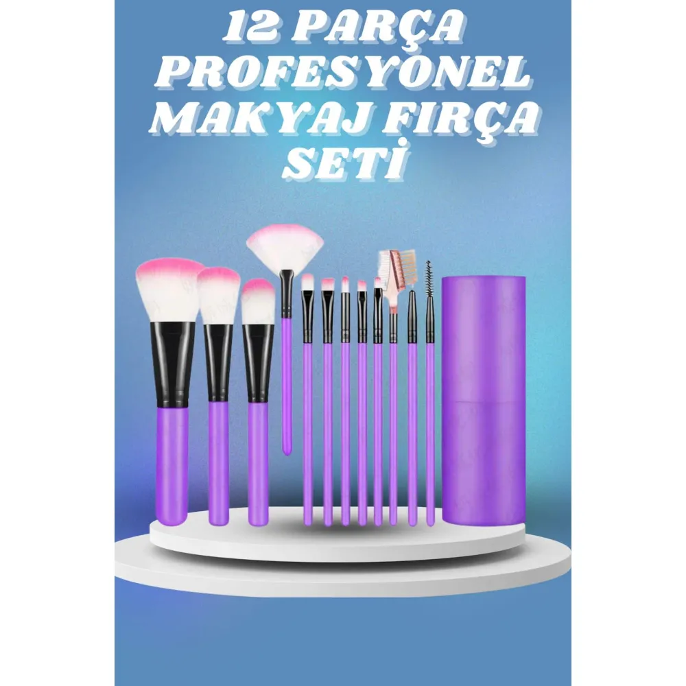 12 Parça Yumuşak Uçlu Makyaj Fırça Set-Göz ve Yüz Makyajı İçin Fırça Seti Profesyonel Makyaj Seti