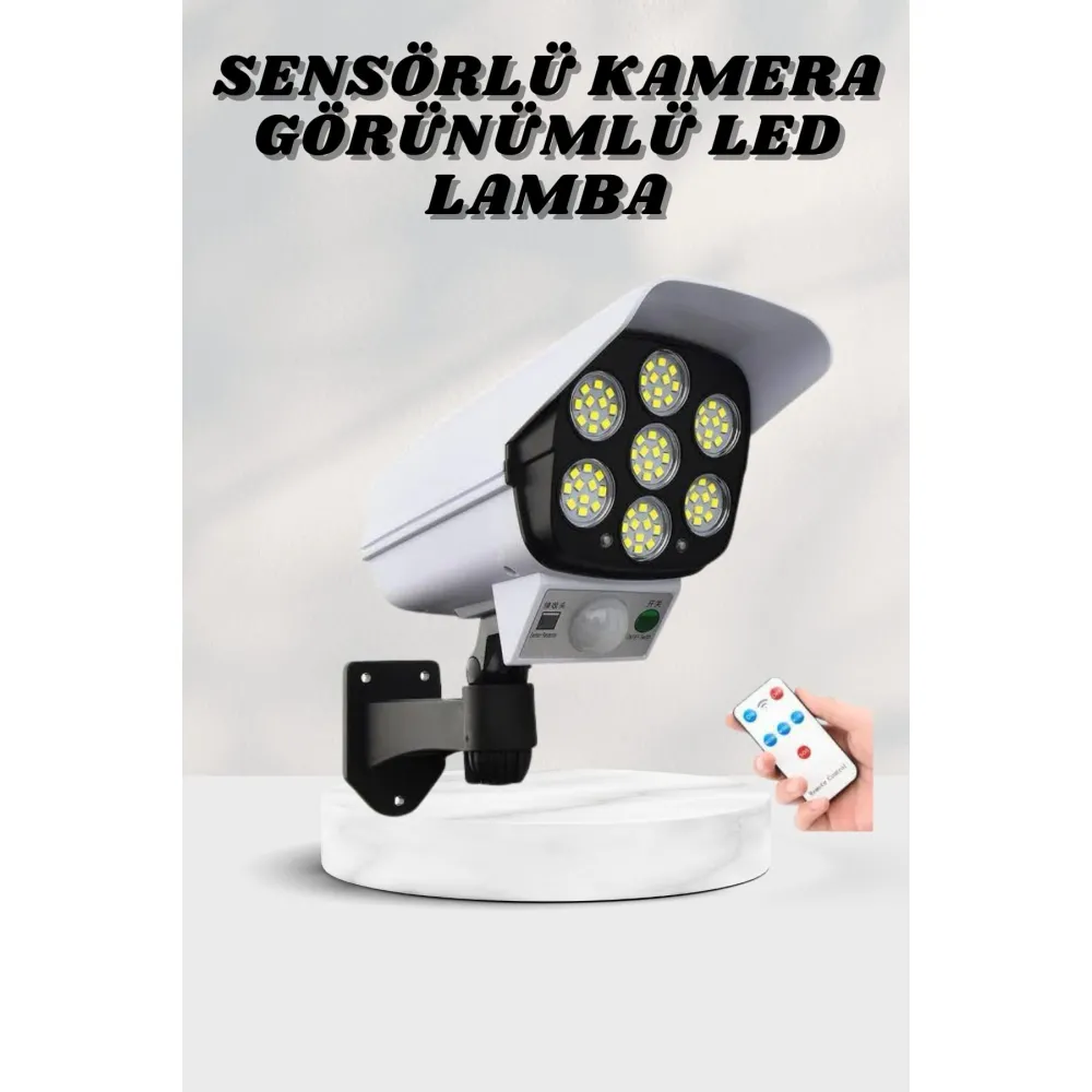 Solar Lamba Kamera Görünümlü Duvar Lambası Dönebilen Bahçe Aydınlatması