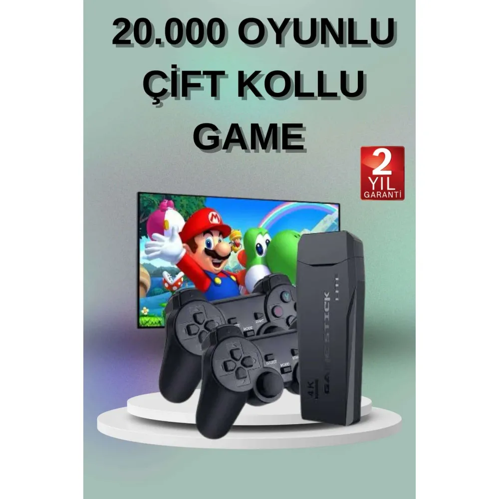 2 Kollu Kablosuz 2.4G Retro Oyunlar 4k Game Stick 3500 Oyun Atari