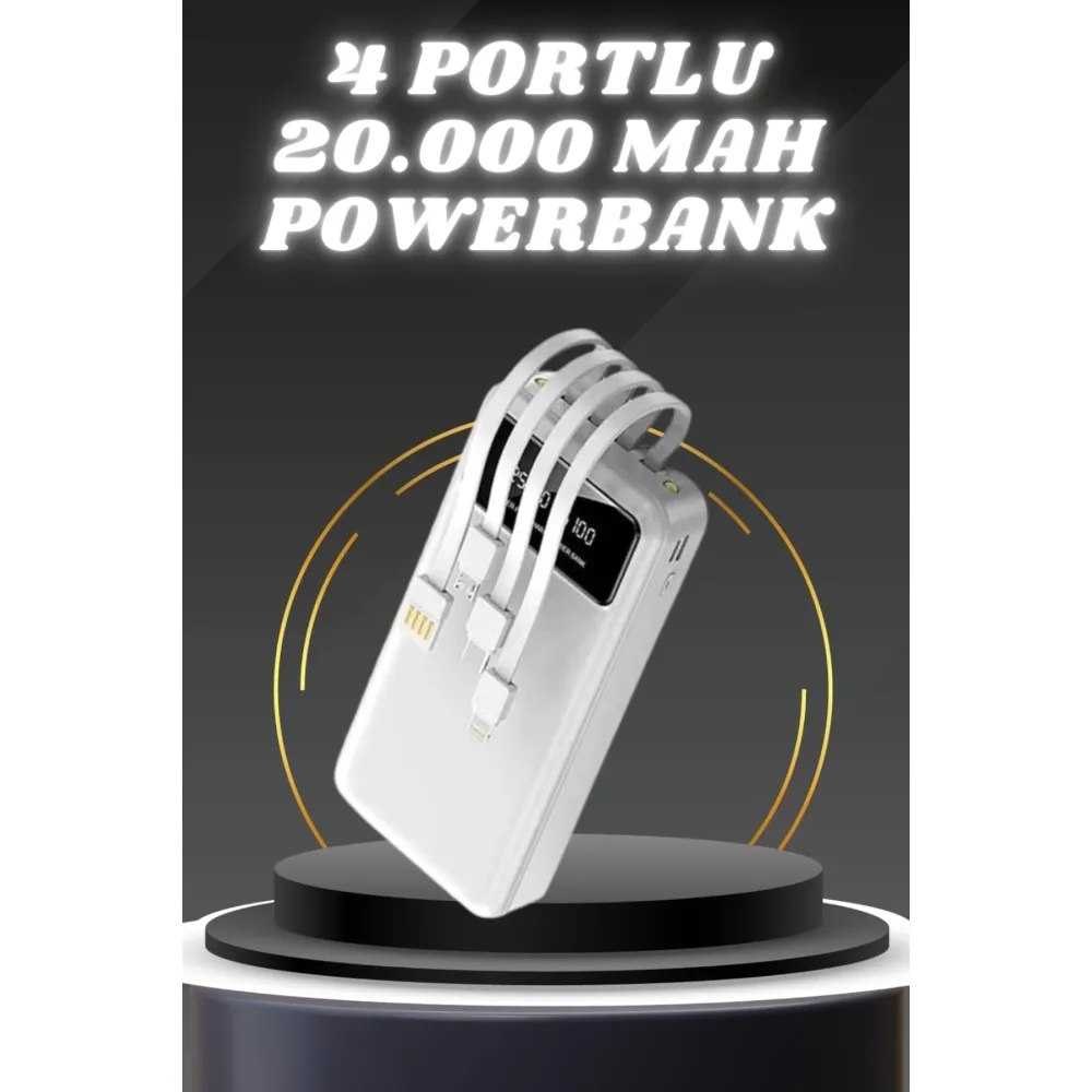 Powerbank Şarj Cihazı 4 Çıkışlı 20.000 MAH Powerbank Kompakt Yüksek Kapasiteli Hızlı Şarj