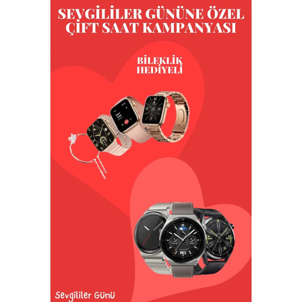 Sevgiliye Özel Yeni Nesil Akıllı Saat Çiftlere Özel Kampanya Çift Saatleri