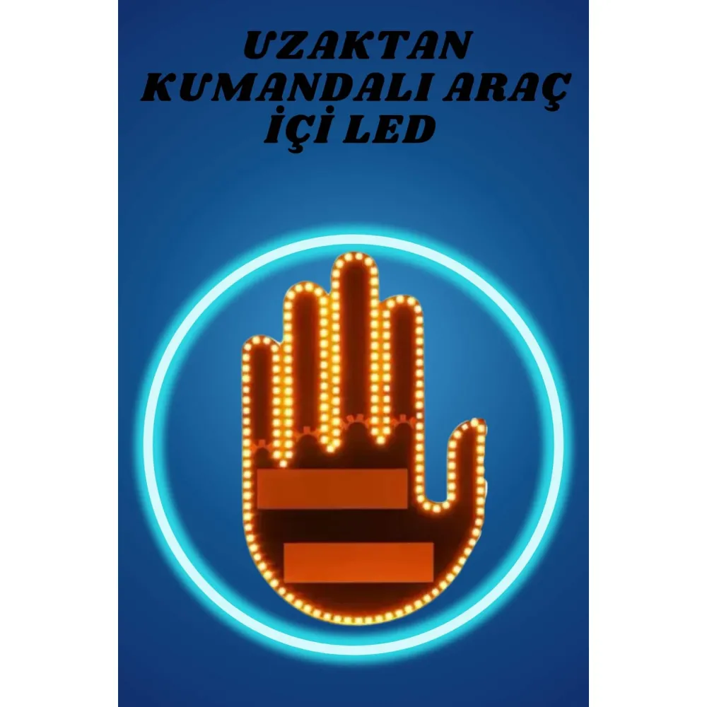 Pilli Led Işık Araç Camı İçin Uzaktan Kumandalı El Simgesi