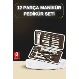 12 Parça Manikür Pedikür Seti Özel Deri Çanta El Ayak Bakımı Akne ve Sivilce Temizleme