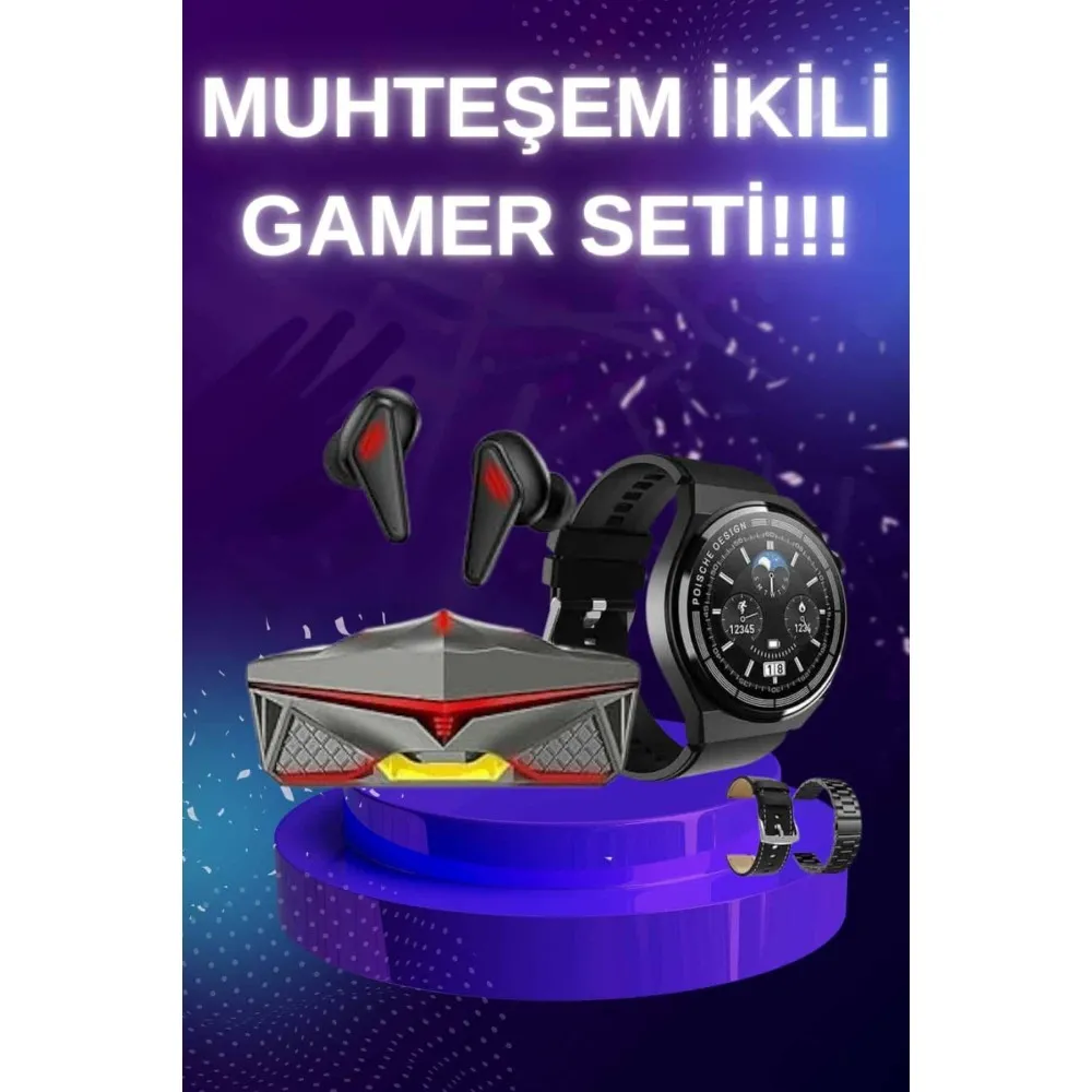 Anc Özellikli Bluetooth Kulaklık Ve Amoled Ekran Akıllı Saat Uyku Ve Sağlık Takibi Nabız Ölçer