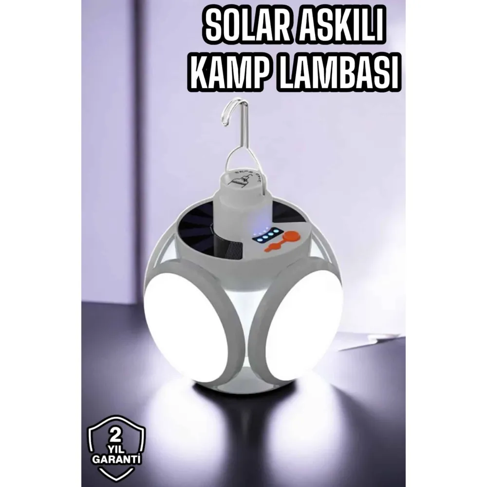 Güneş Enerjili Solar Aydınlatma Kamp Çadır Lambası Şarjlı Ampül Led Şarjlı El Feneri Işıldak