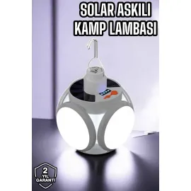 Güneş Enerjili Solar Aydınlatma Kamp Çadır Lambası Şarjlı Ampül Led Şarjlı El Feneri Işıldak