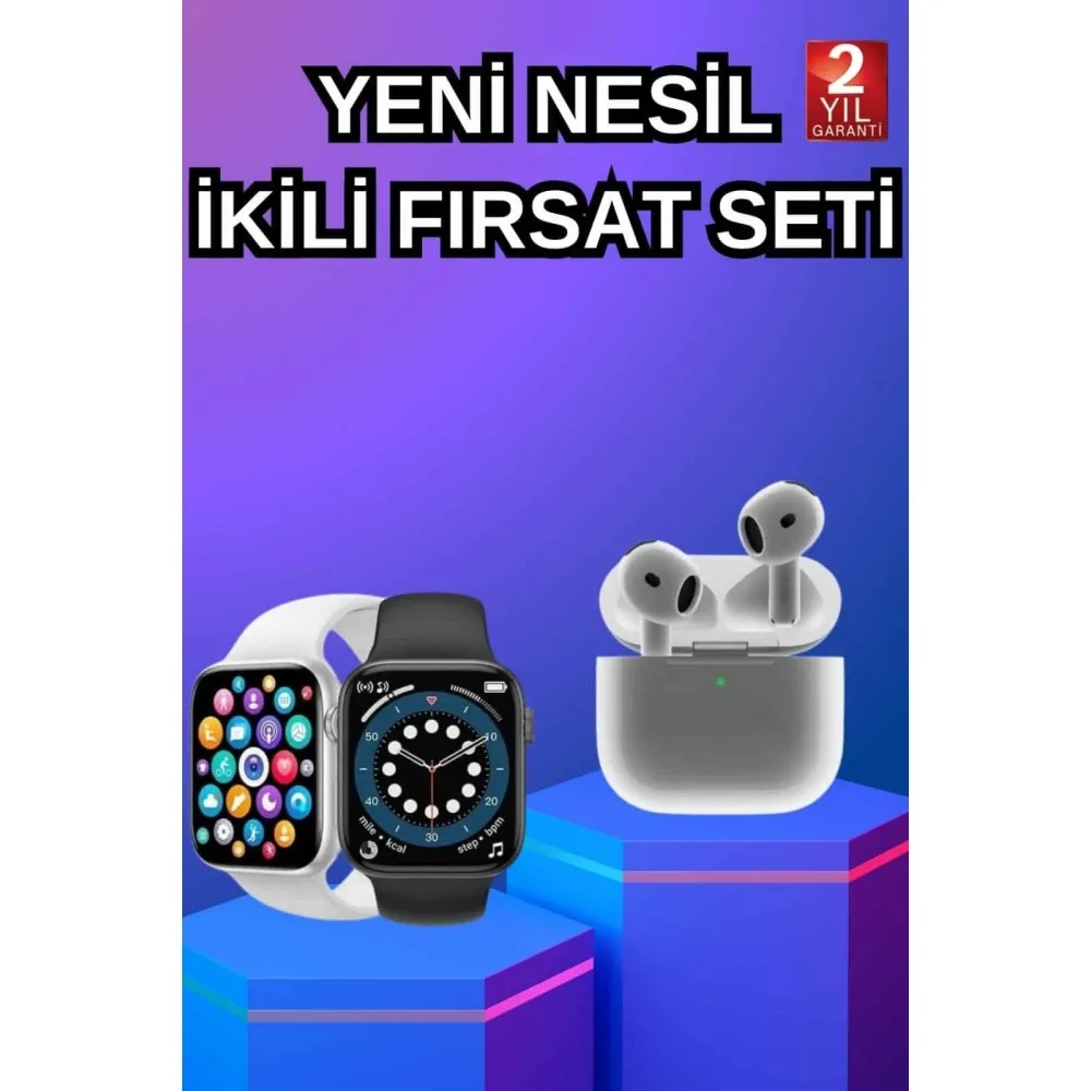 3.nesil Tws Bluetooth Kulaklık Ve Dokunmatik Ekran Akıllı Saat Sesli Görüşme