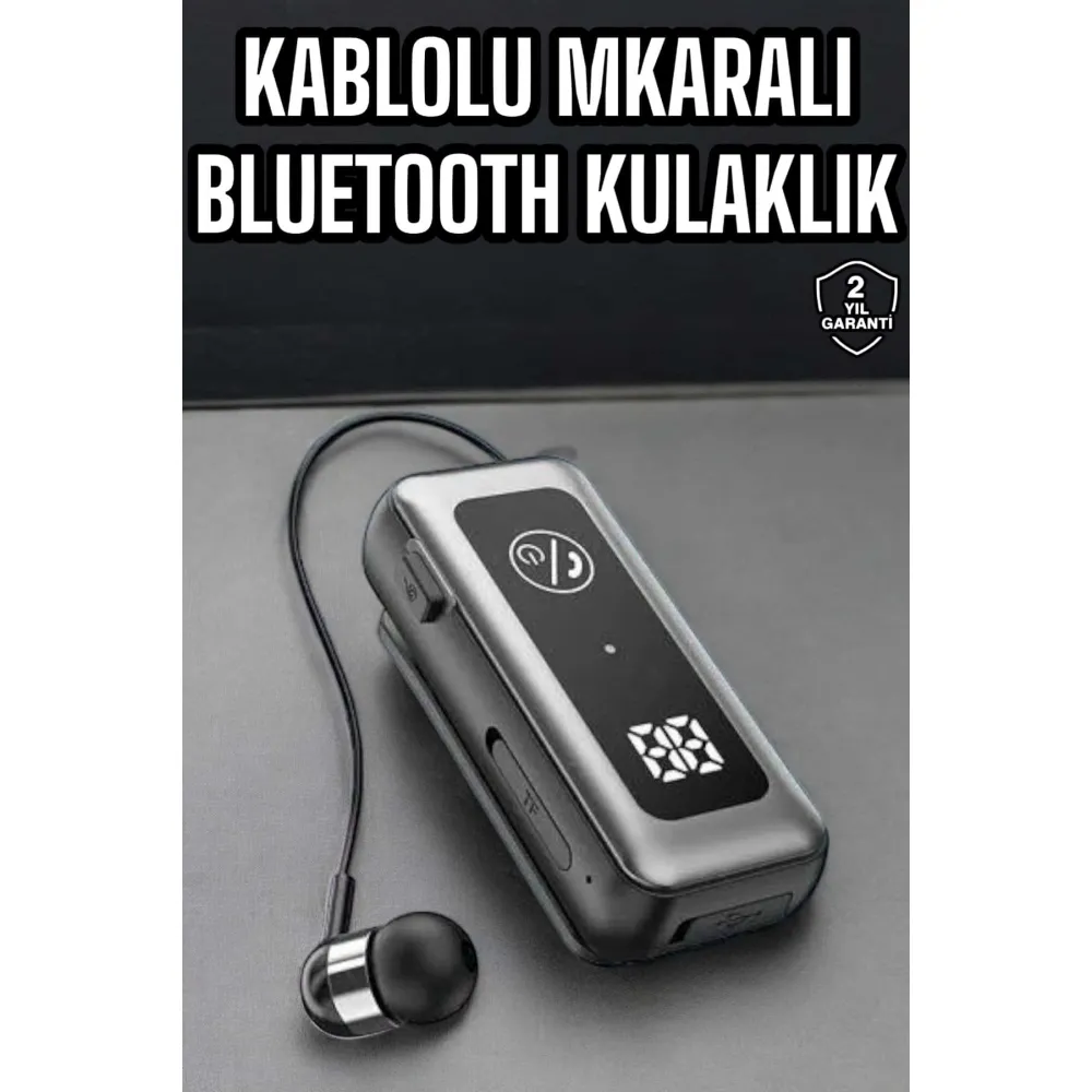 Kablolu Bluetooth Kulaklık Kulak İçi Stereo Mikrofonlu Dijital Göstergeli
