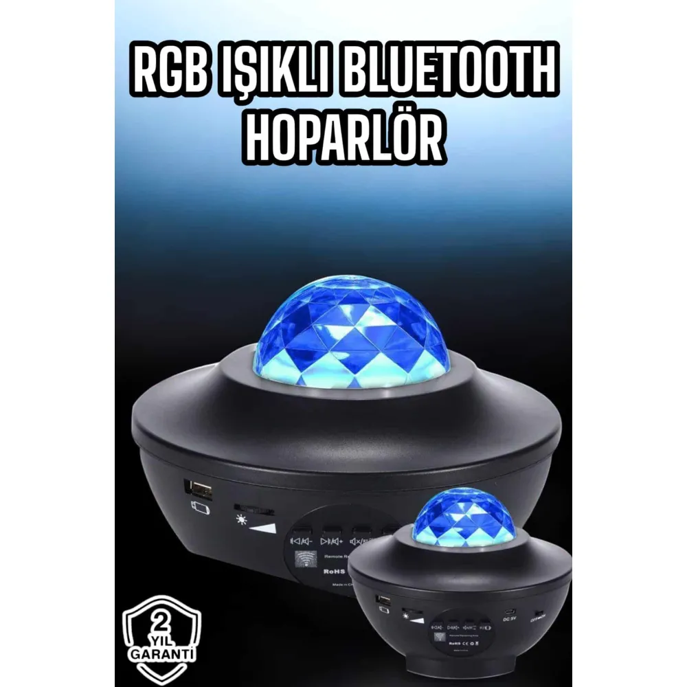 Projektör Yıldız Gece Lambası Disko Topu Bluetooth Bağlantılı Taşınabilir Şarjlı