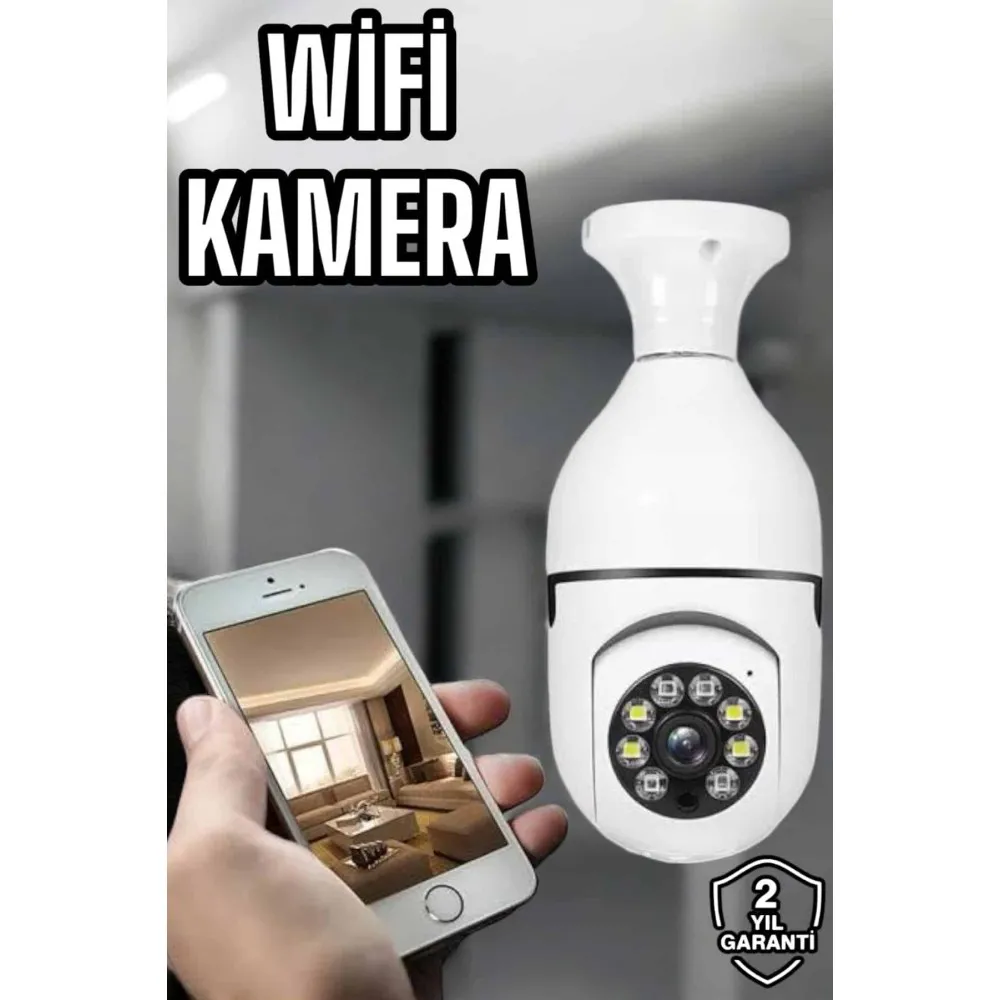 Ampul Görünümlü Güvenlik Kamerası Duylu Wifi Kamerası Dönebilen
