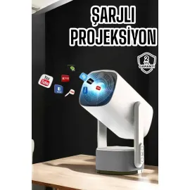 Akıllı Projeksiyon Powerbankli Taşınabilir Sinema Projektörü 4k HD Kaliteli