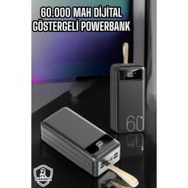 Powerbank 60.000 Mah Hızlı Şarj 4 Çıkışlı Uzun Şarj Süreli Dijital Göstergeli