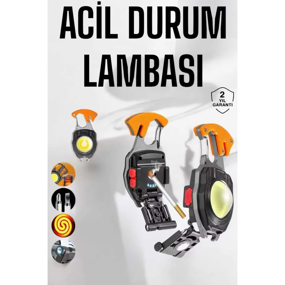 El Feneri Acil Işık Seti Tornavida Düdük Kapak Açma Kamp Lambası
