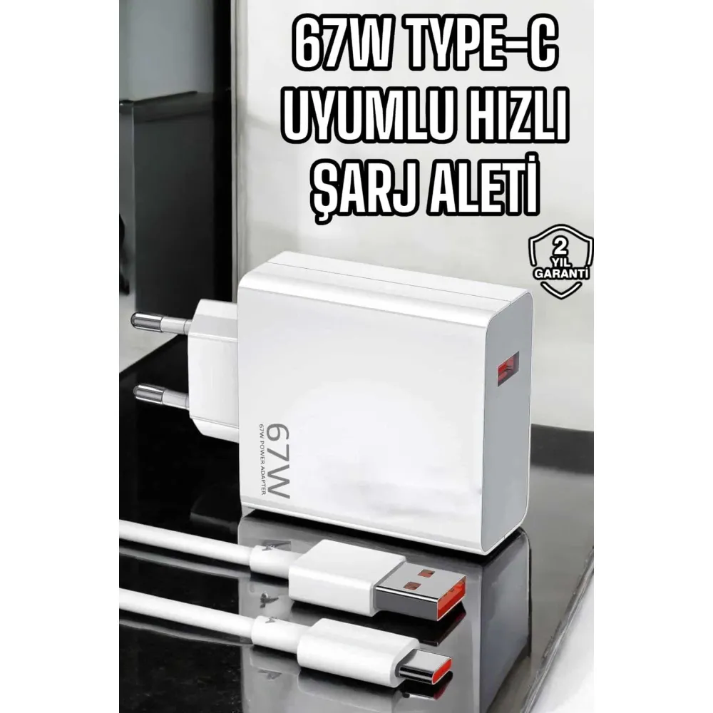 Şarj Aleti Turbo Hızlı 67W Type-C Hızlı Şarj