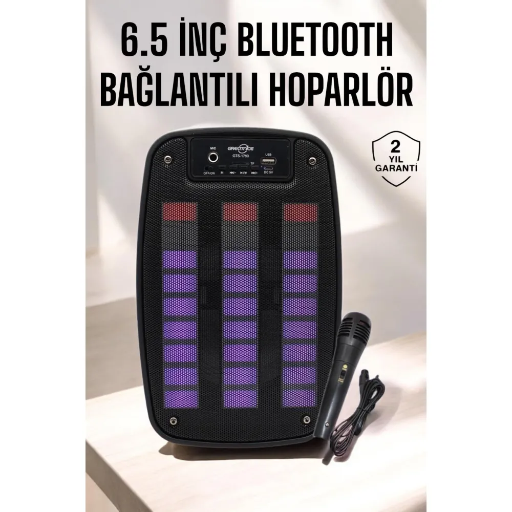 Bluetooth Hoparlör RGB Işıklı USB SD Kart Girişli Taşınabilir