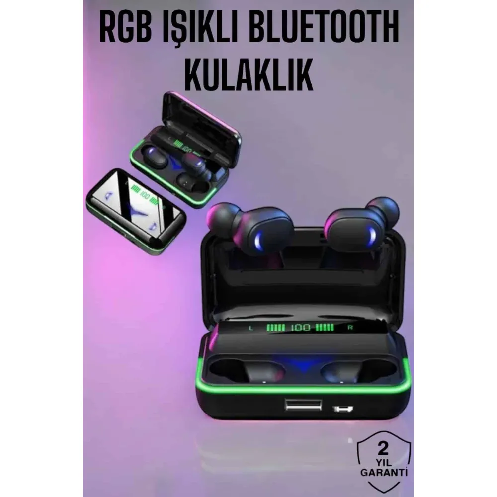 Powerbank Özellikli Kablosuz Bluetooth Kulaklık RGB Işıklı
