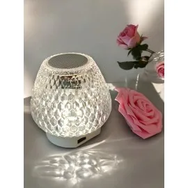 G5 Kristal Şarjlı Masa Lambası - 7 Renk Gece Lambası ve Bluetooth Hoparlör