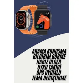 Akıllı Saat Kordon Hediyeli Güçlü Batarya Kapasiteli Titreşimli Bildirim Görme Unisex