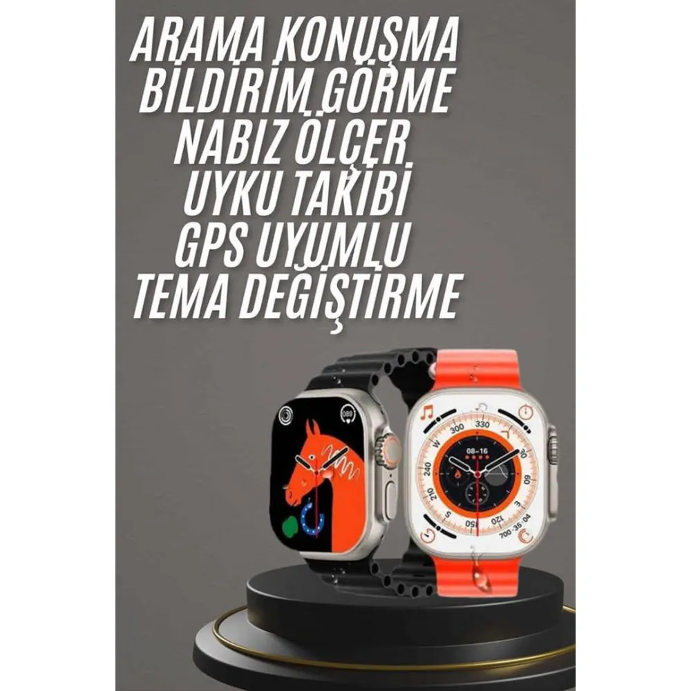 Yeni Model Akıllı Saat Ultra Smart Watch Gümüş Kasa 45Mm Titreşim