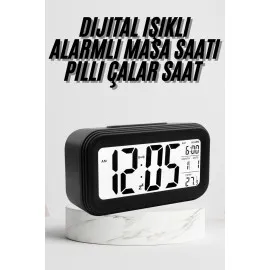 Dijital Masa Saati Termometre Takvim Led Ekran Pilli Ev Ofis Masası