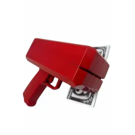 Kırmızı Parti Oyuncağı Para Saçma Fırlatma Tabancası Makinesi Super Money