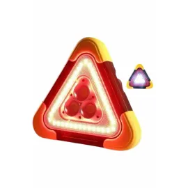 Işıklı İkaz Lambası Reflektör Şarjlı Işıklı Üçgen LED Acil Durum Feneri