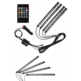 12 Ledli RGB Işıklı Araç Içi Ayak Altı Led Oto Ampul Kumandalı 7 Renk