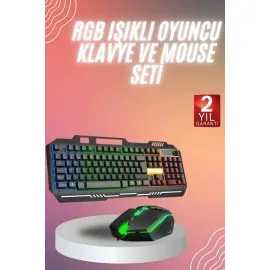 Rgb Işıklı Gaming Oyuncu Klavye Q Klavye Mouse Hediyeli