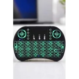 Tv Uyumlu Mini Klavye Q Klavye Işıklı Tüm Cihazlara Uyumlu